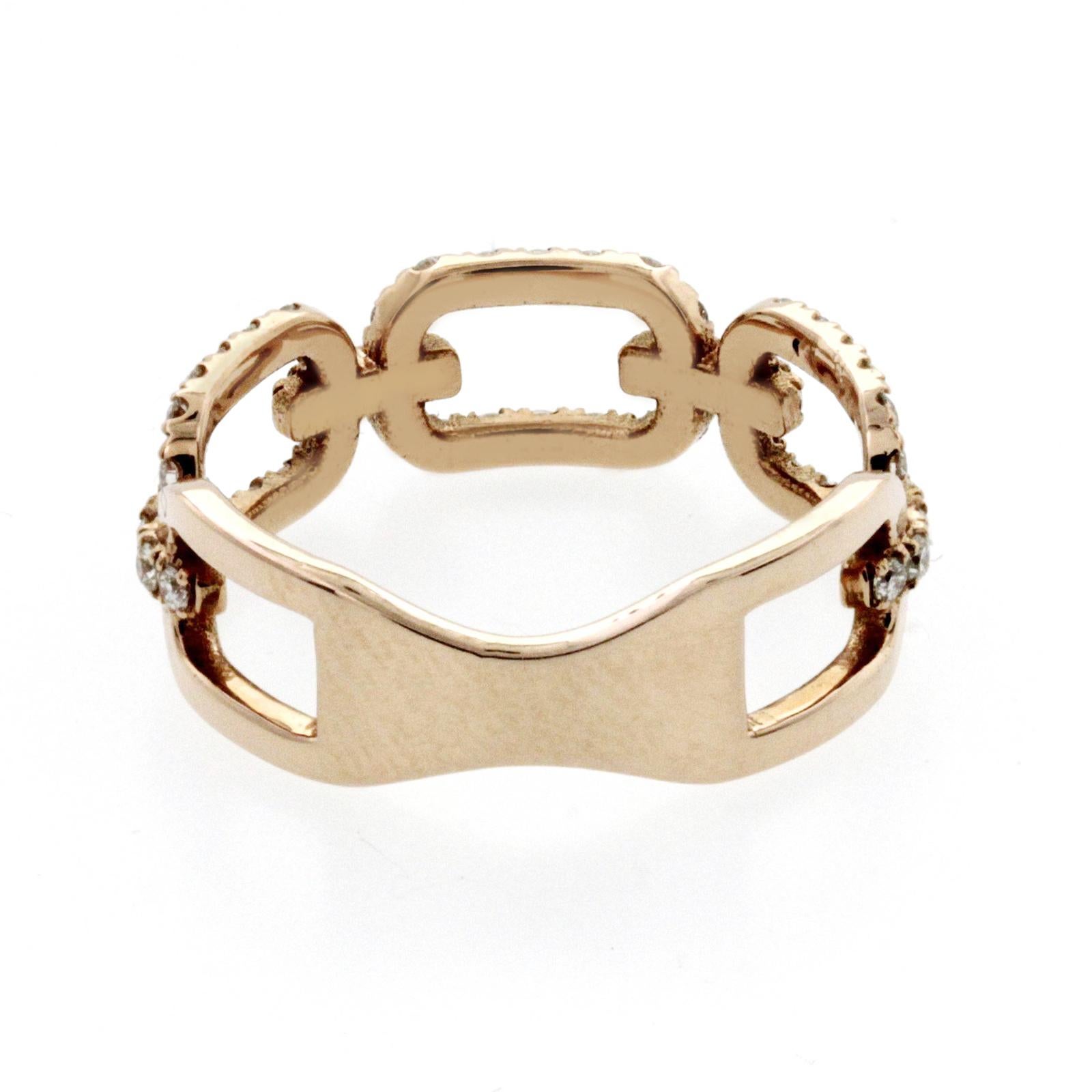 Women's Fancy Link Chain 14 Karat Gold 0.58 Carat Diamonds Wedding Band Ring For Sale
