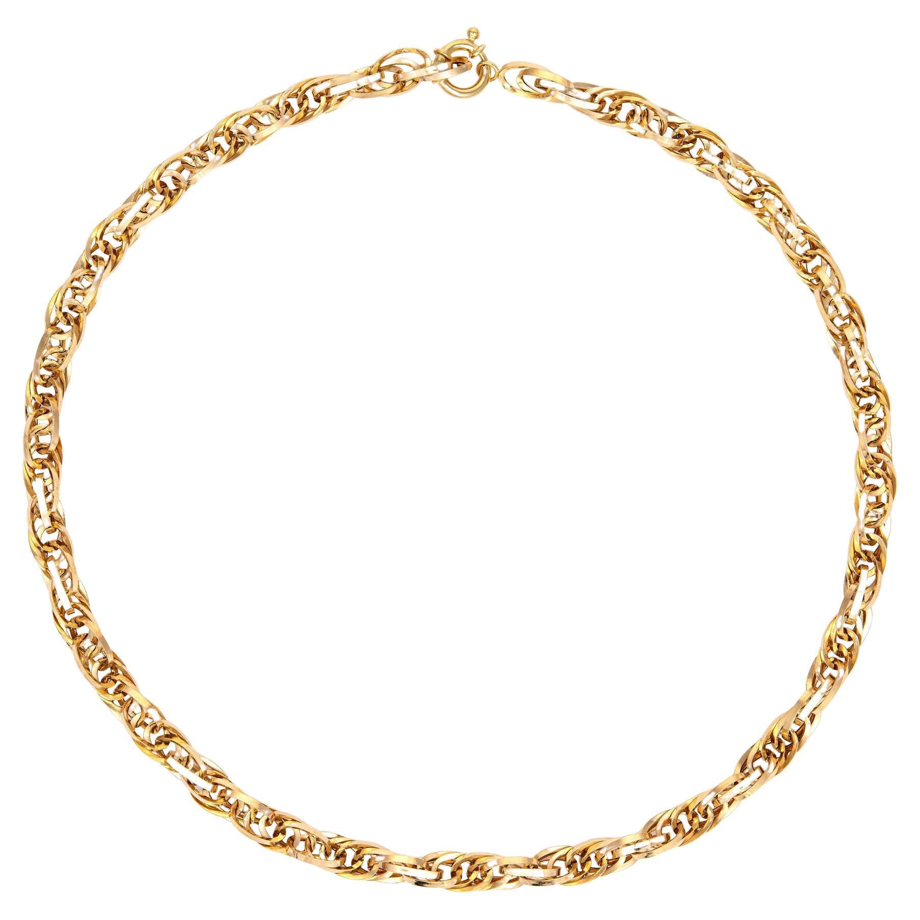 Fancy Link Necklace Vintage 14k Yellow Gold 17.5" Length Oval Links Estate
