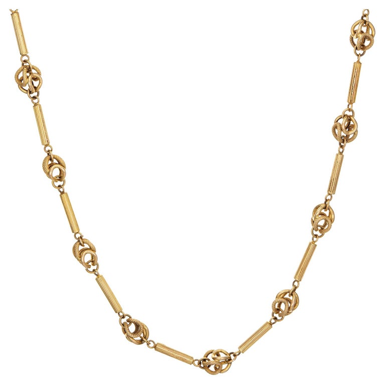 Fancy Link Necklace Vintage 14k Yellow Gold Scrolled Links Estate For