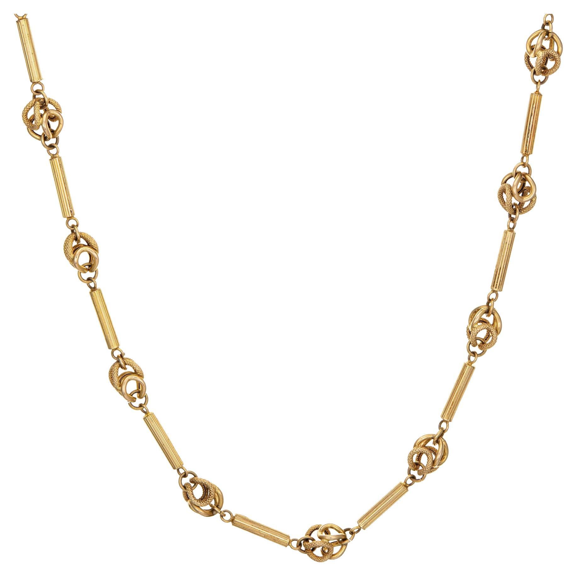 Fancy Link Necklace Vintage 14k Yellow Gold 26" Length Scrolled Links Estate For Sale