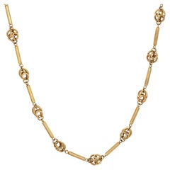 Fancy Link Necklace Vintage 14k Yellow Gold 26" Length Scrolled Links Estate