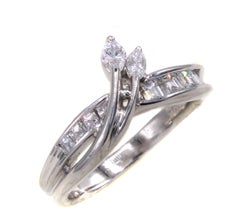 Fancy Marquis and Baguette Diamond Platinum Ring