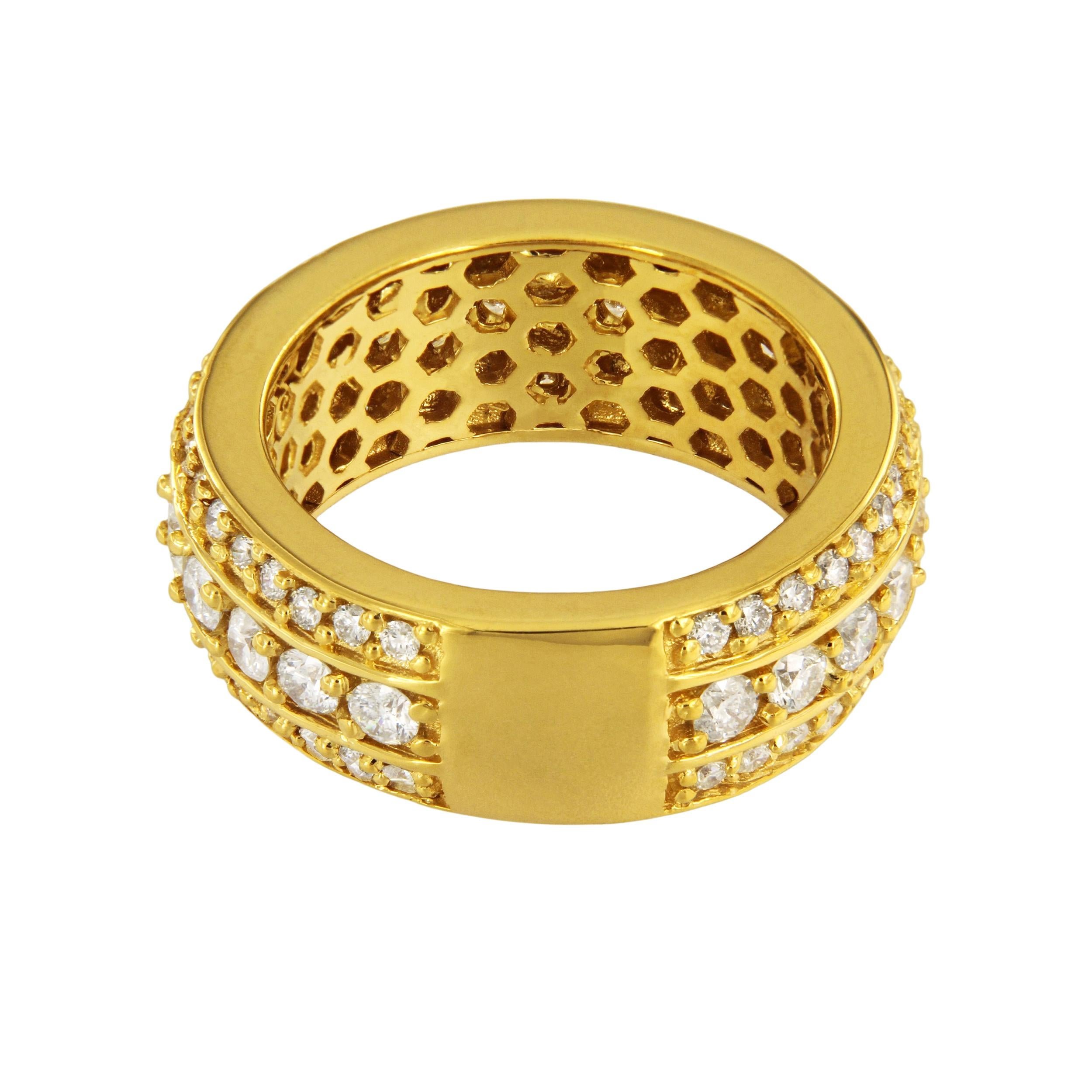 Bague fantaisie en or jaune pour homme avec diamants Neuf - En vente à New York, NY