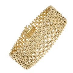 Fancy Mesh Chain Bracelet, 18 Karat Yellow Gold Box Clasp