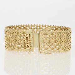 Fancy Mesh Chain Bracelet, 18 Karat Yellow Gold Box Clasp