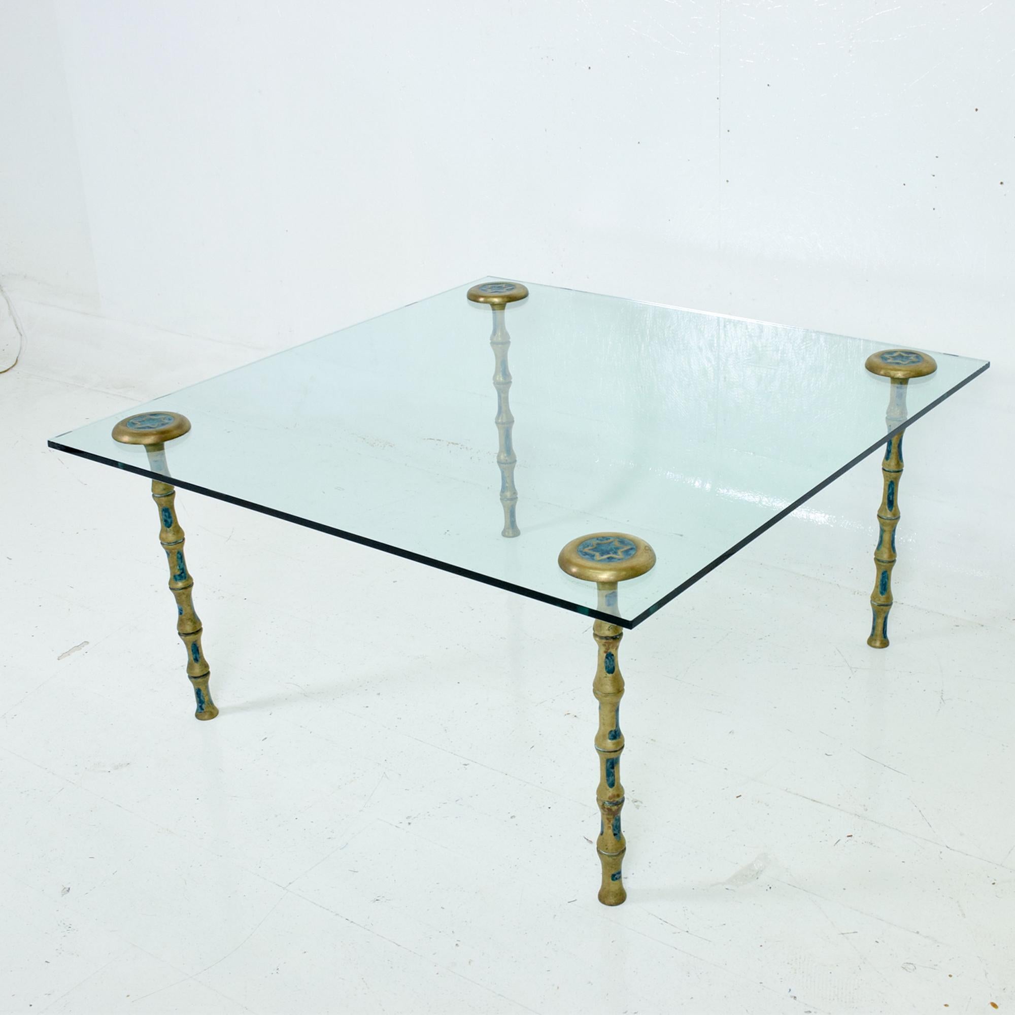 Fancy Mexican Modernism Four Malachite & Brass Table Legs Pepe Mendoza 1950s 5