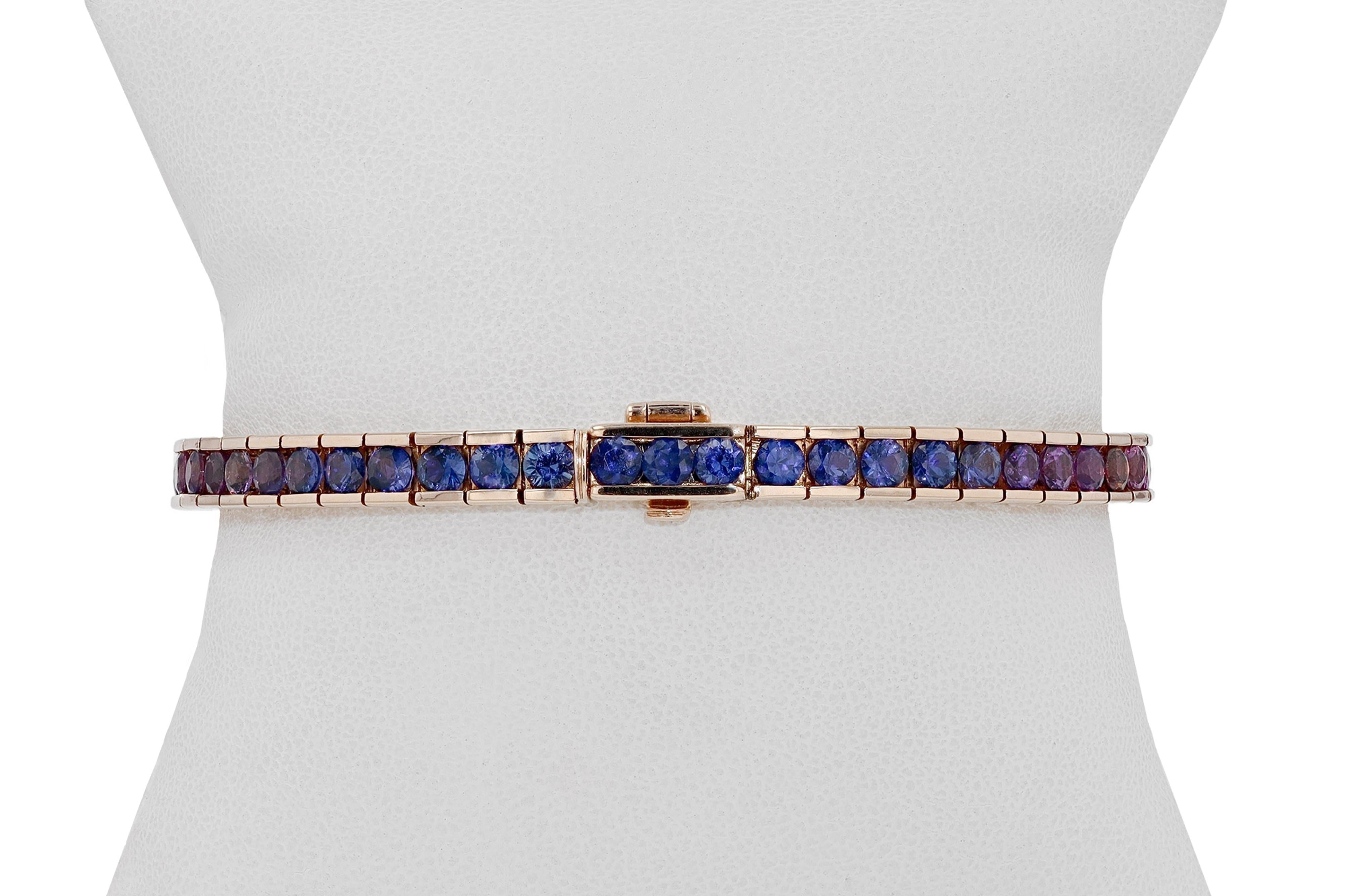 Bracelet tennis élégant en saphirs multicolores de 10 carats Unisexe en vente