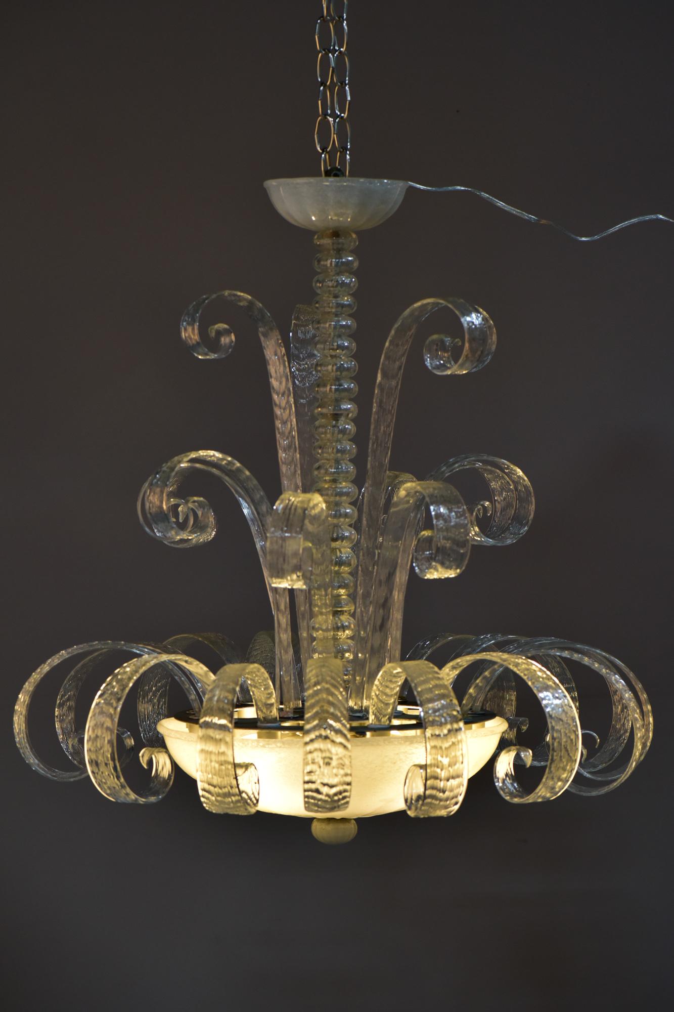 Fancy Murano Glass Art Deco Chandelier For Sale 3