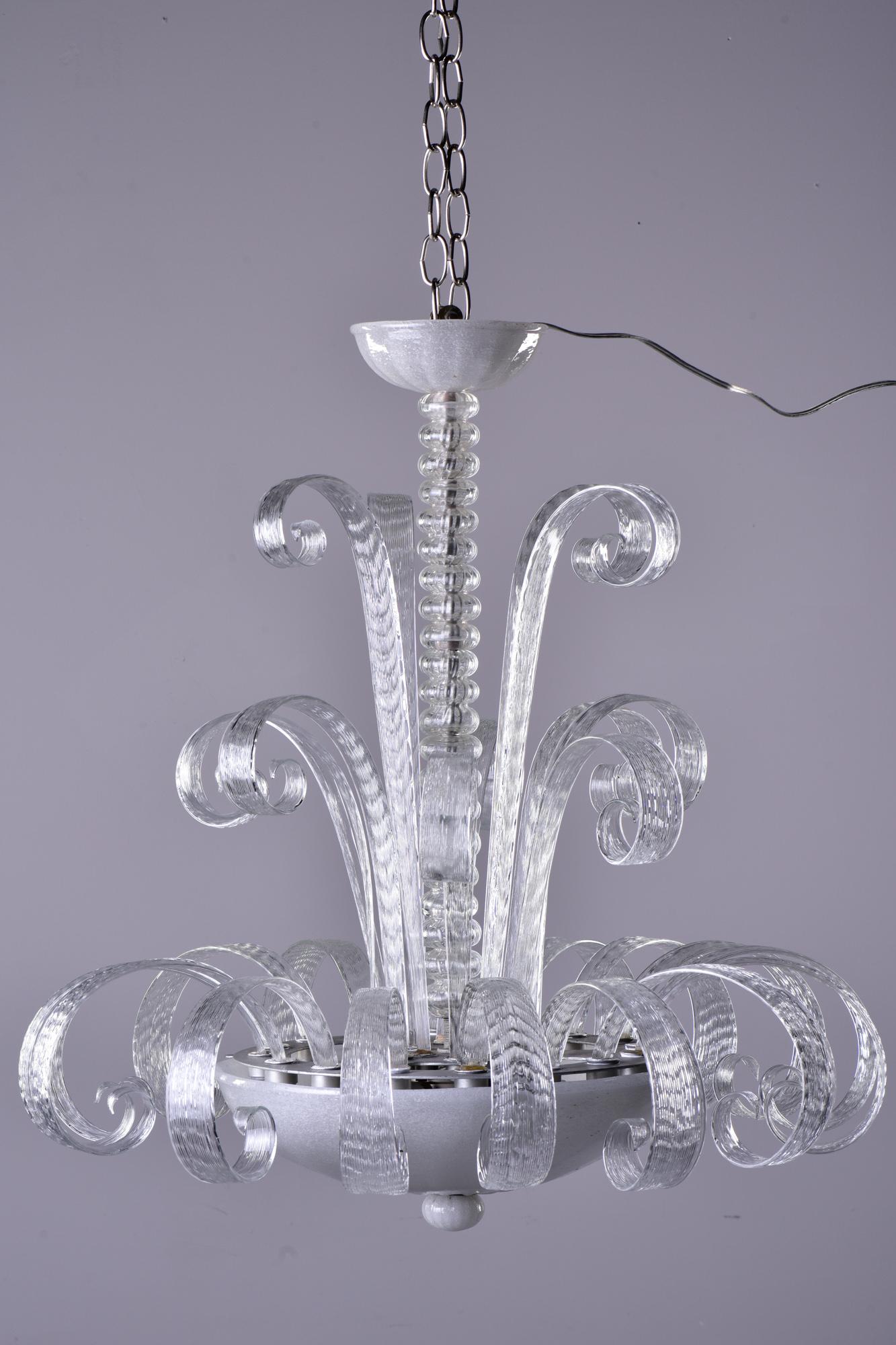 art deco murano glass chandelier