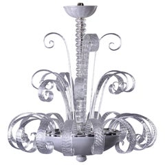 Retro Fancy Murano Glass Art Deco Chandelier