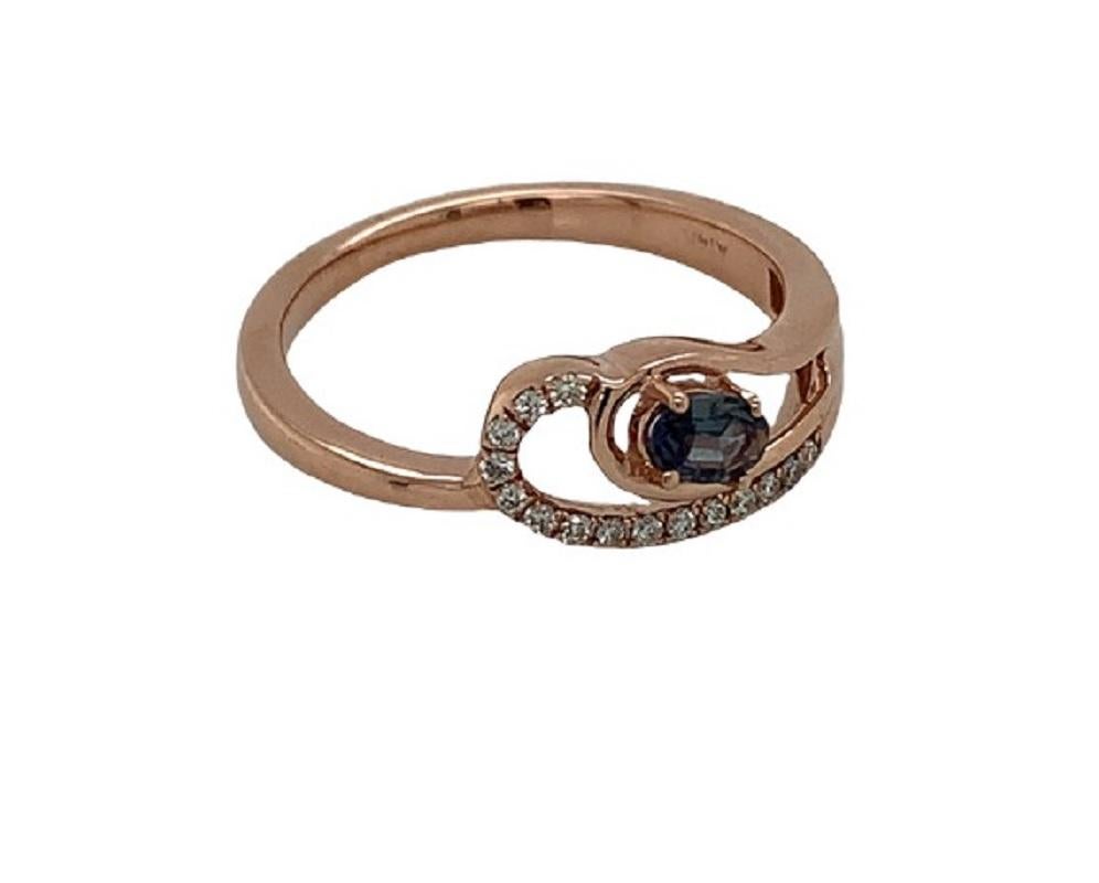 Oval Cut Fancy Natural Brazillian Alexandrite 0.11 Carat & Diamond Ring For Sale