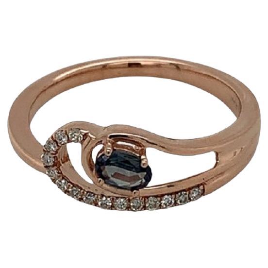 Fancy Natural Brazillian Alexandrite 0.11 Carat & Diamond Ring For Sale