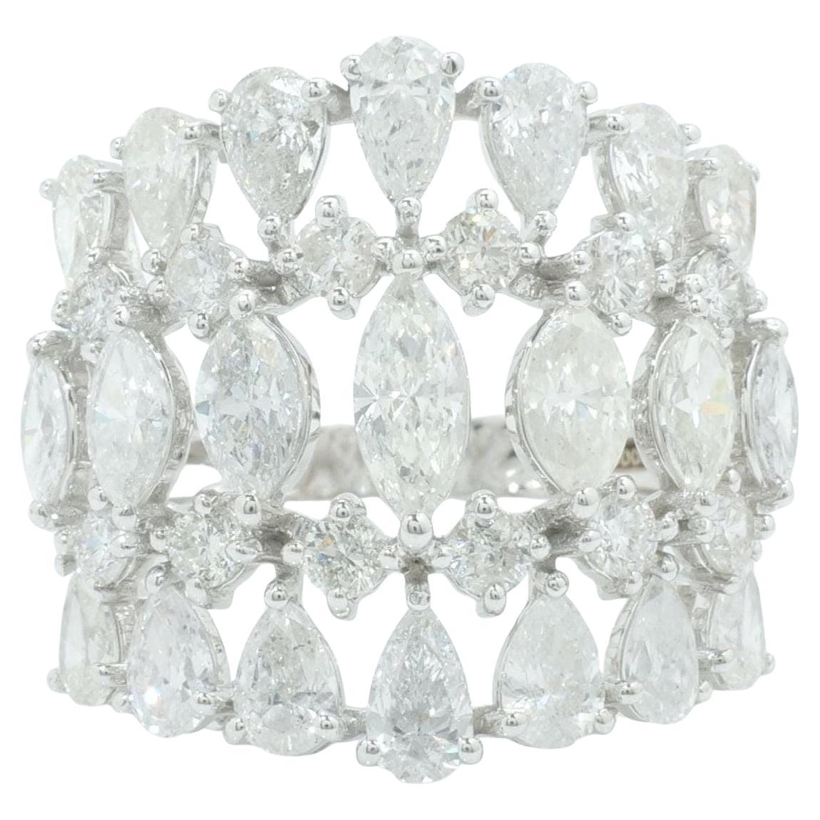 Fancy Natural Diamond Broad Statement Ring in 14K Solid Gold (Certified)