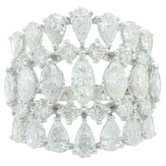 Fancy Natural Diamond Broad Statement Ring in 14K Solid Gold (Certified)