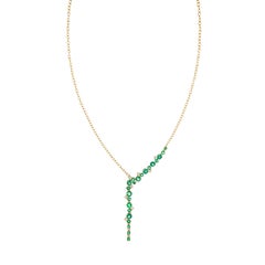 Halskette aus Gelbgold mit natürlichem Smaragd und 18 Karat Diamanten aus Gelbgold für sie
