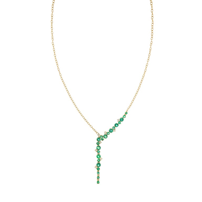 Fancy Natural Emerald 18k Diamonds Yellow Gold Necklace for Her For ...
