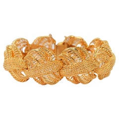 Vintage Fancy Open Weave 14 Karat Yellow Gold Rosette Inspired Bracelet