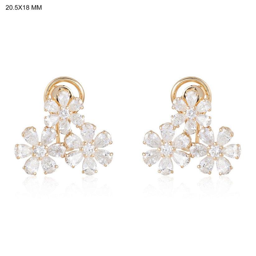 Modern Fancy Opulence 14K Yellow Gold Diamond Stud Earrings For Sale