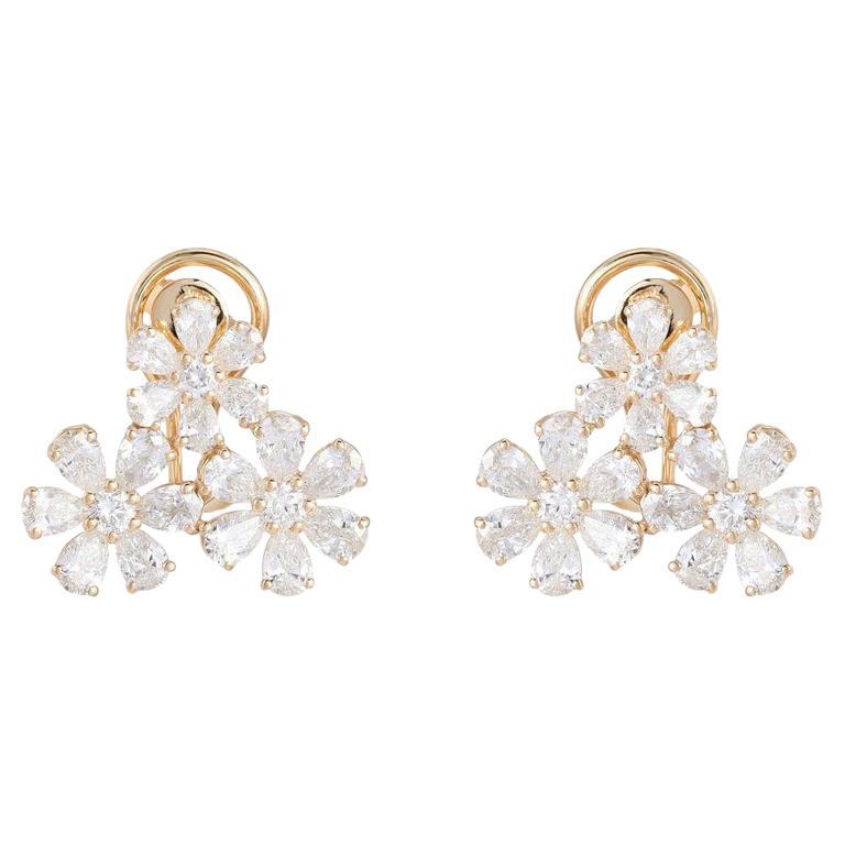 Fancy Opulence 14K Yellow Gold Diamond Stud Earrings For Sale