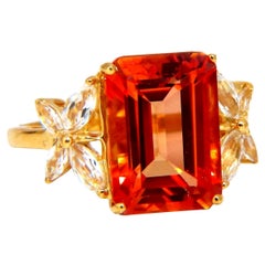 Ausgefallener orangefarbener kubischer Zirkon-Ring 10kt