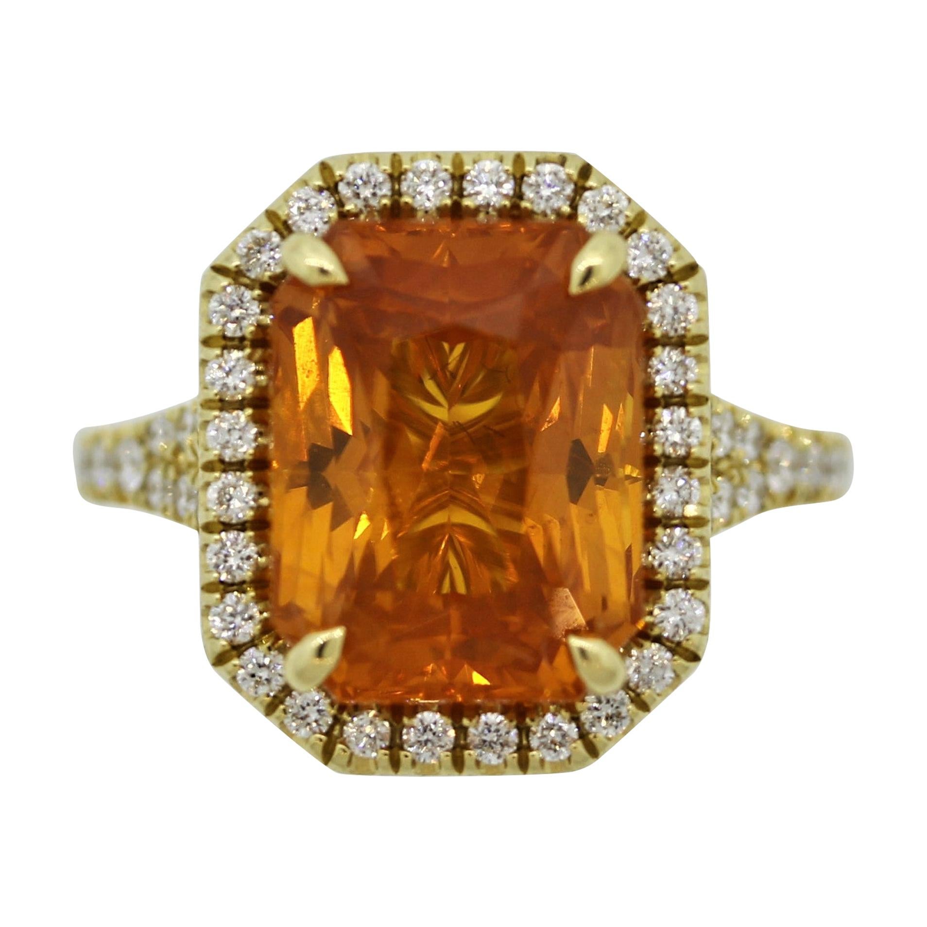 Fancy Orange Sapphire Diamond Gold Ring, GIA Certified For Sale