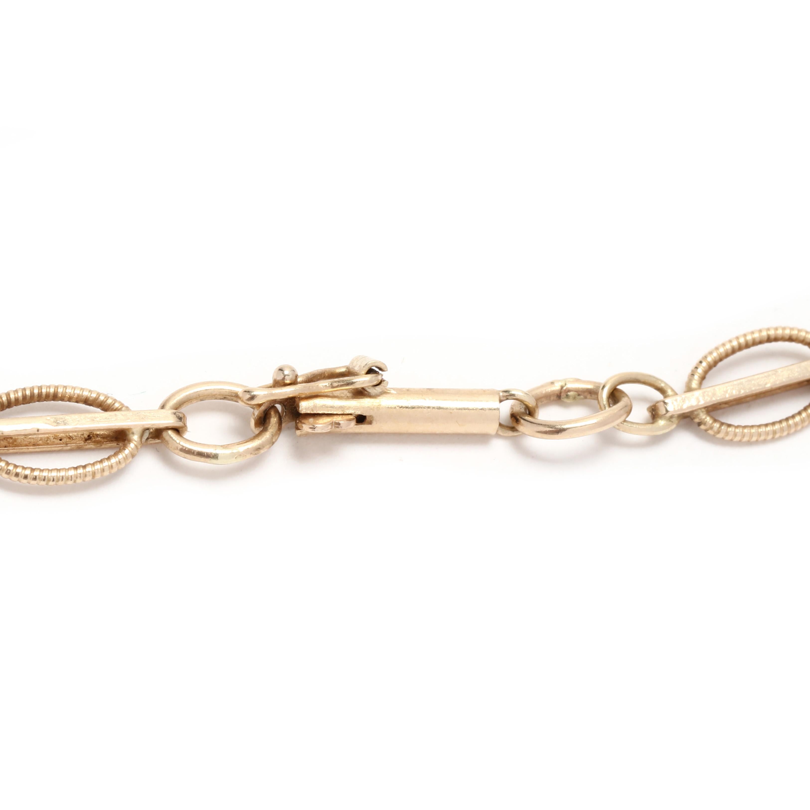 Chaîne collier à maillons ovales fantaisie en or jaune 14 carats, longueur 24,5 pouces, vintage Unisexe en vente