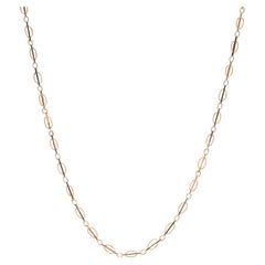 Fancy Oval Bar Link Chain Necklace, 14KT Yellow Gold, Length 24.5 Inch, Vintage