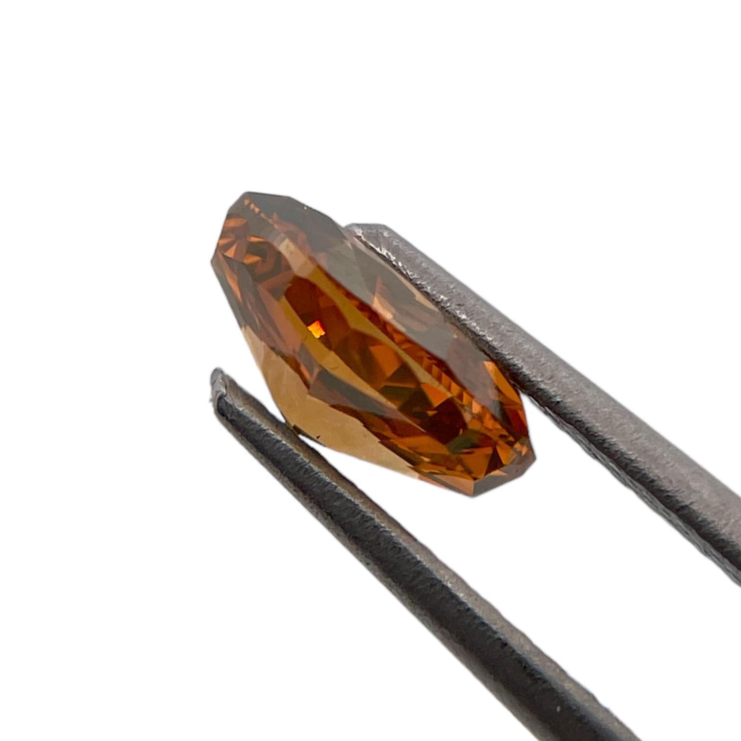 Moderne Diamant naturel ovale de 1,43 carat certifié par le GIA, brunâtre foncé jauneâtre orangé en vente