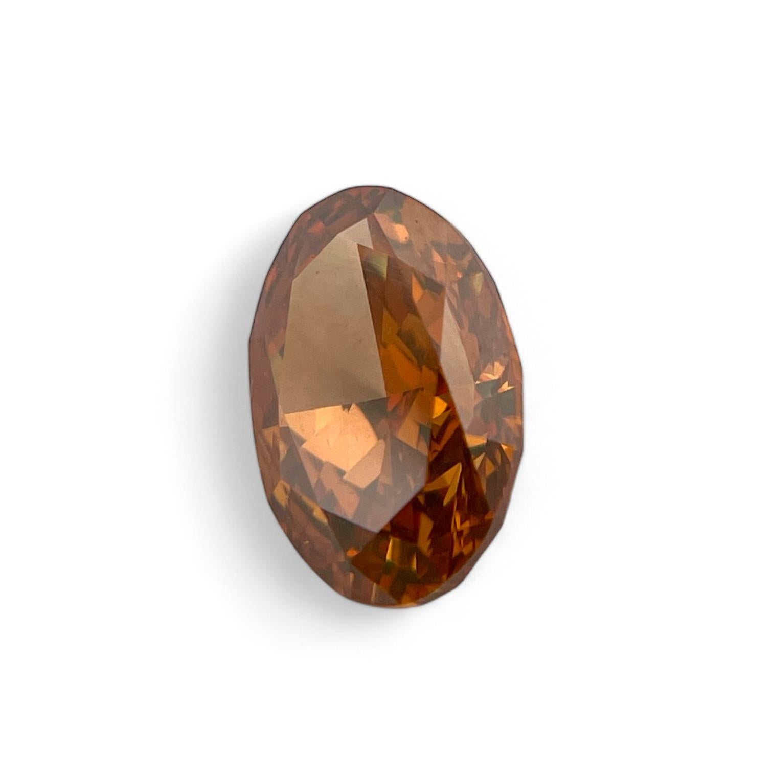 Diamant naturel ovale de 1,43 carat certifié par le GIA, brunâtre foncé jauneâtre orangé Excellent état - En vente à New York, NY