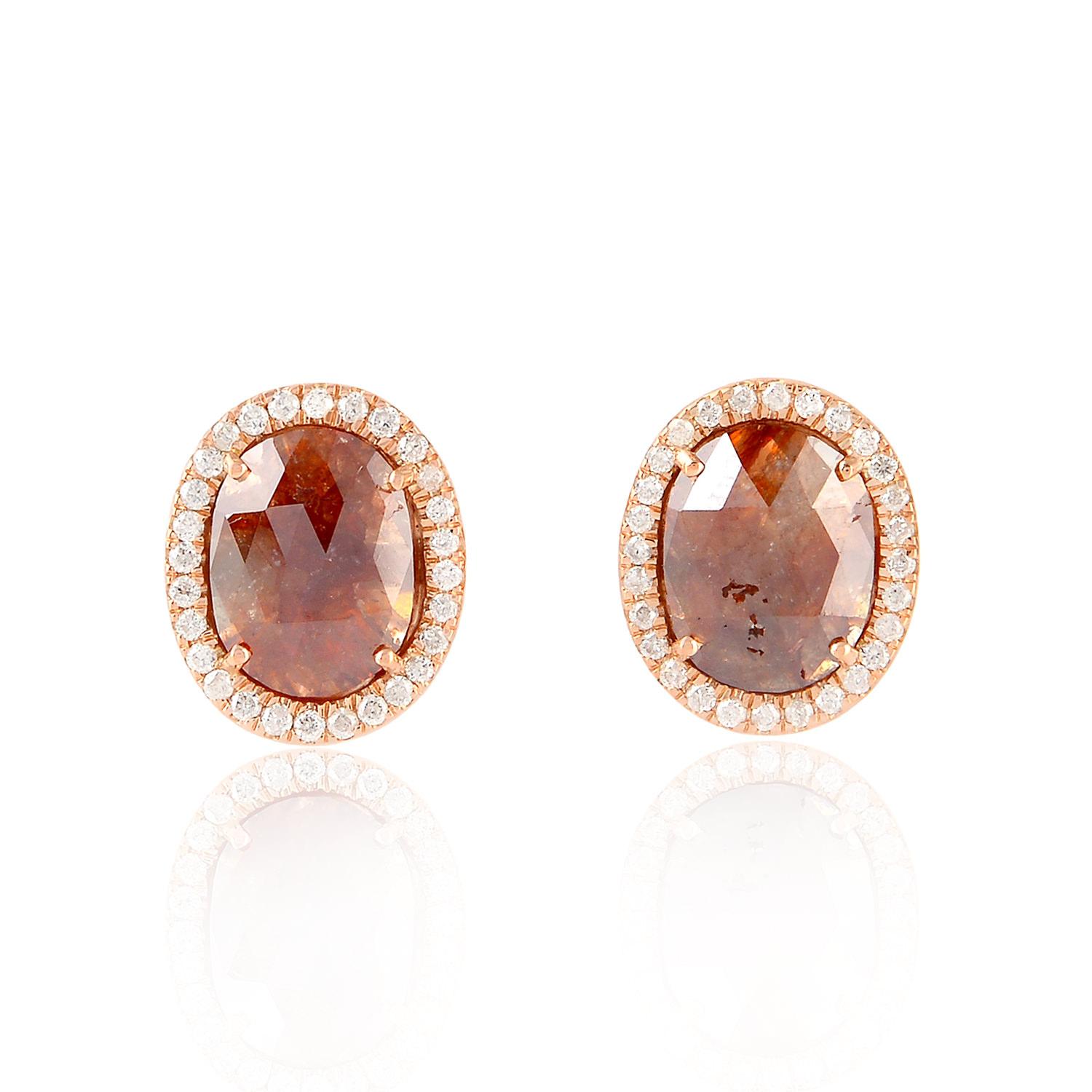 Marquise Cut Fancy Oval Diamond 18 Karat Gold Stud Earrings For Sale