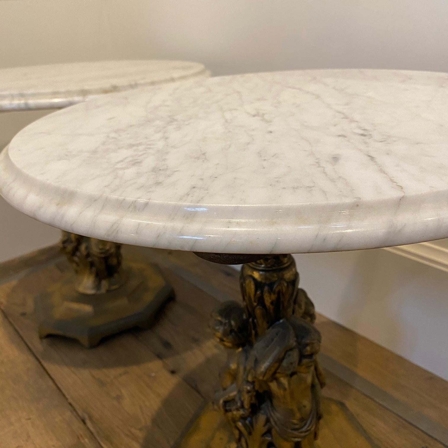 Fancy Pair of Italian Rococo Figural Marble-Top Side Tables 5