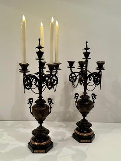 Fancy Paar neoklassischen Stil Bronze & Marmor Kerzenleuchter