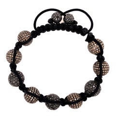 Fancy Pave Diamond Ball Macrame Bracelet