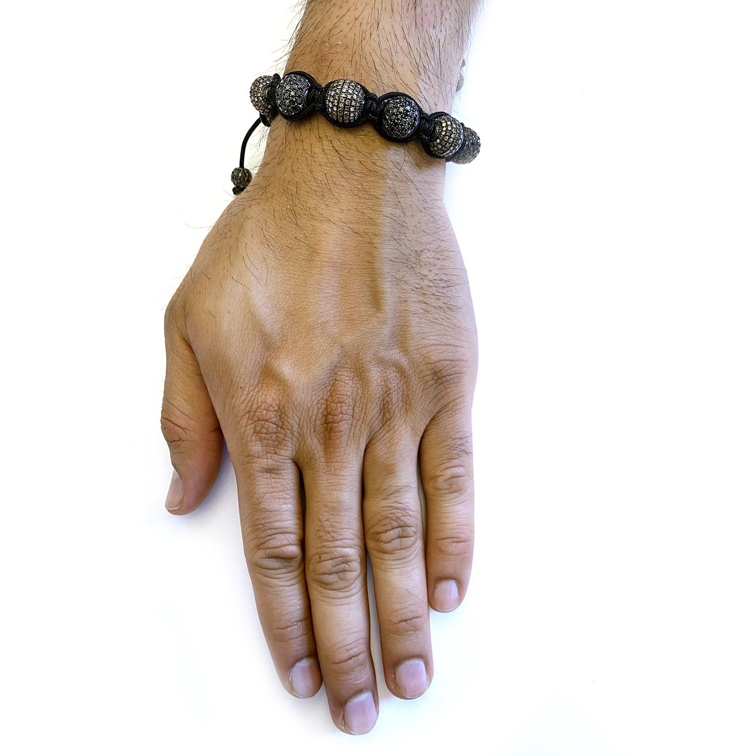 Bracciale Macrame Fancy Pave Diamond Ball In condizioni Nuovo in vendita a New York, NY
