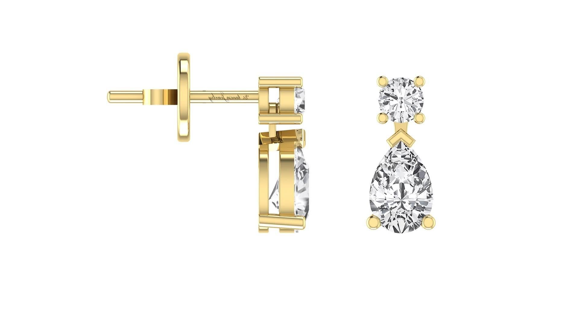 Moderne Boucles d'oreilles pendantes en or rose 18 carats avec diamants fantaisie en forme de poire en vente