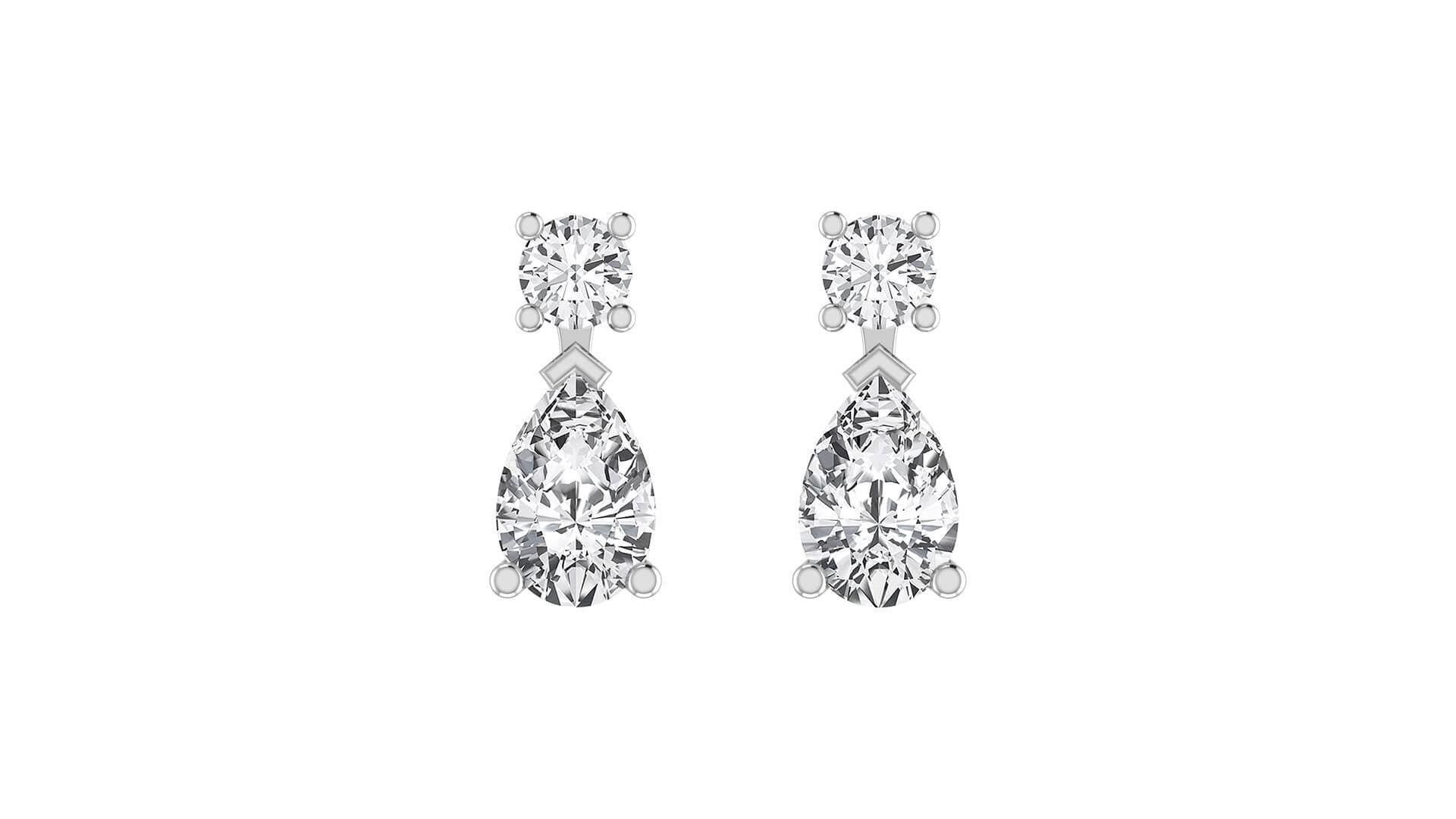 Modern Fancy Pear Shape Diamond Drop Earring in 18 Karat White Gold For Sale