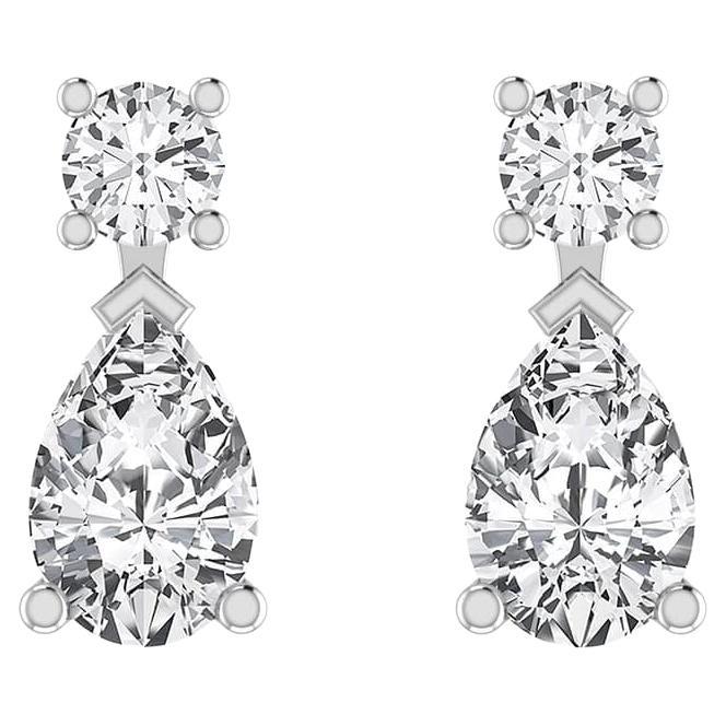 Fancy Pear Shape Diamond Drop Earring in 18 Karat White Gold