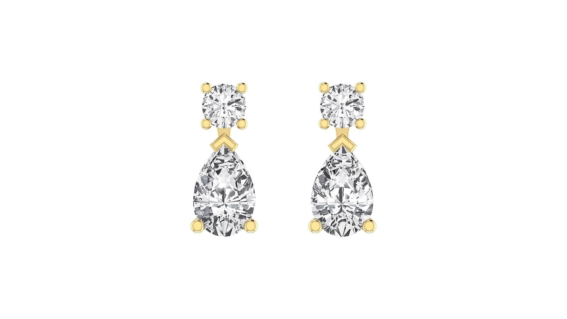 Fancy Pear Shape Diamond Drop Earring in 18 Karat Yellow Gold In New Condition For Sale In Hong Kong, HK