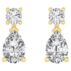 Fancy Pear Shape Diamond Drop Earring in 18 Karat Yellow Gold