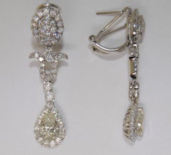 Fancy Yellow Pear Shape Diamond Drop Earrings 1.72 Carat