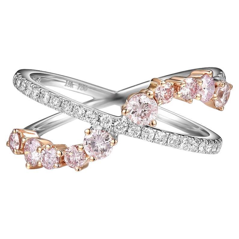 Fancy Pink Diamond Cluster Ring in 18 Karat Rose and White Gold For Sale