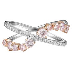 Fancy Pink Diamond Cluster Ring in 18 Karat Rose and White Gold