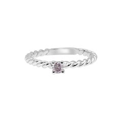 Fancy Pink Cushion Cut Diamond Solitaire, Twisted 18 Karat White Gold Band
