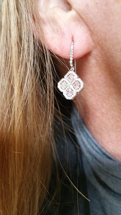Fancy Pink Diamond and White Diamond Drop Earrings in Platinum
