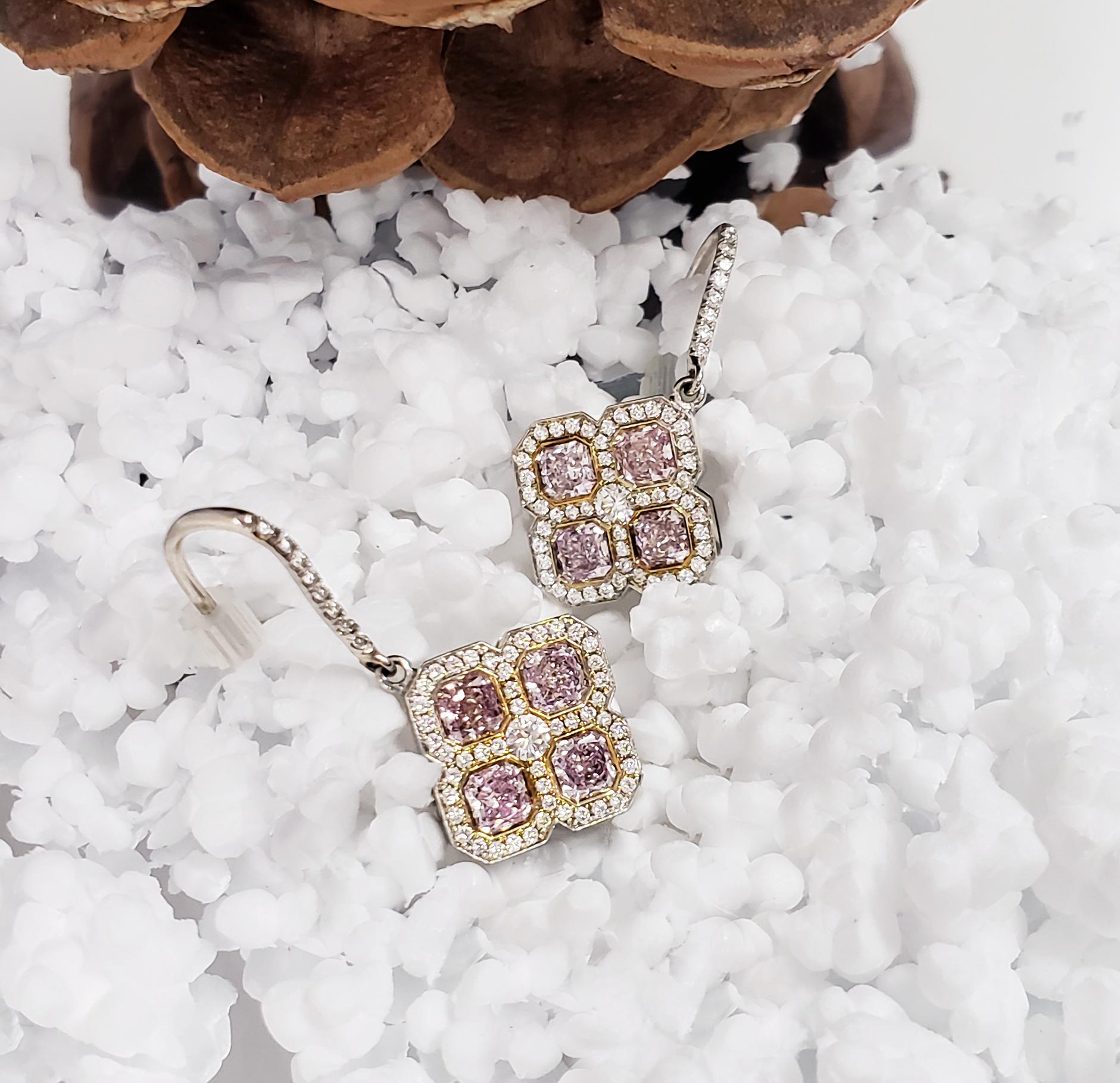 pink diamond drop earrings
