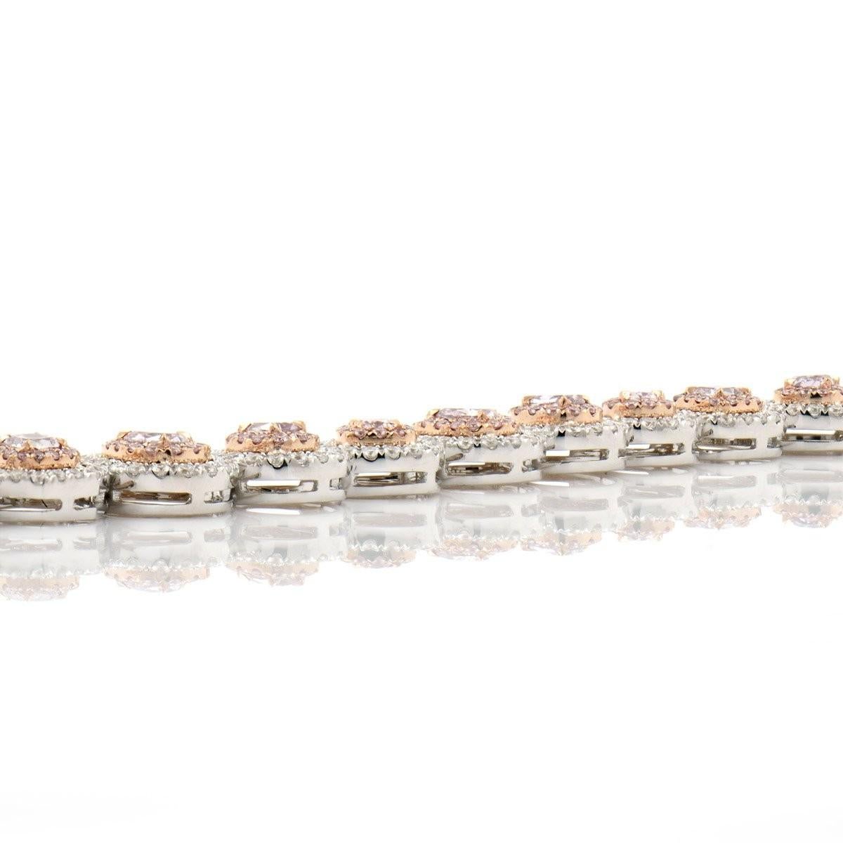 Modern Fancy Pink Diamond Bracelet, 6.89 Carat For Sale