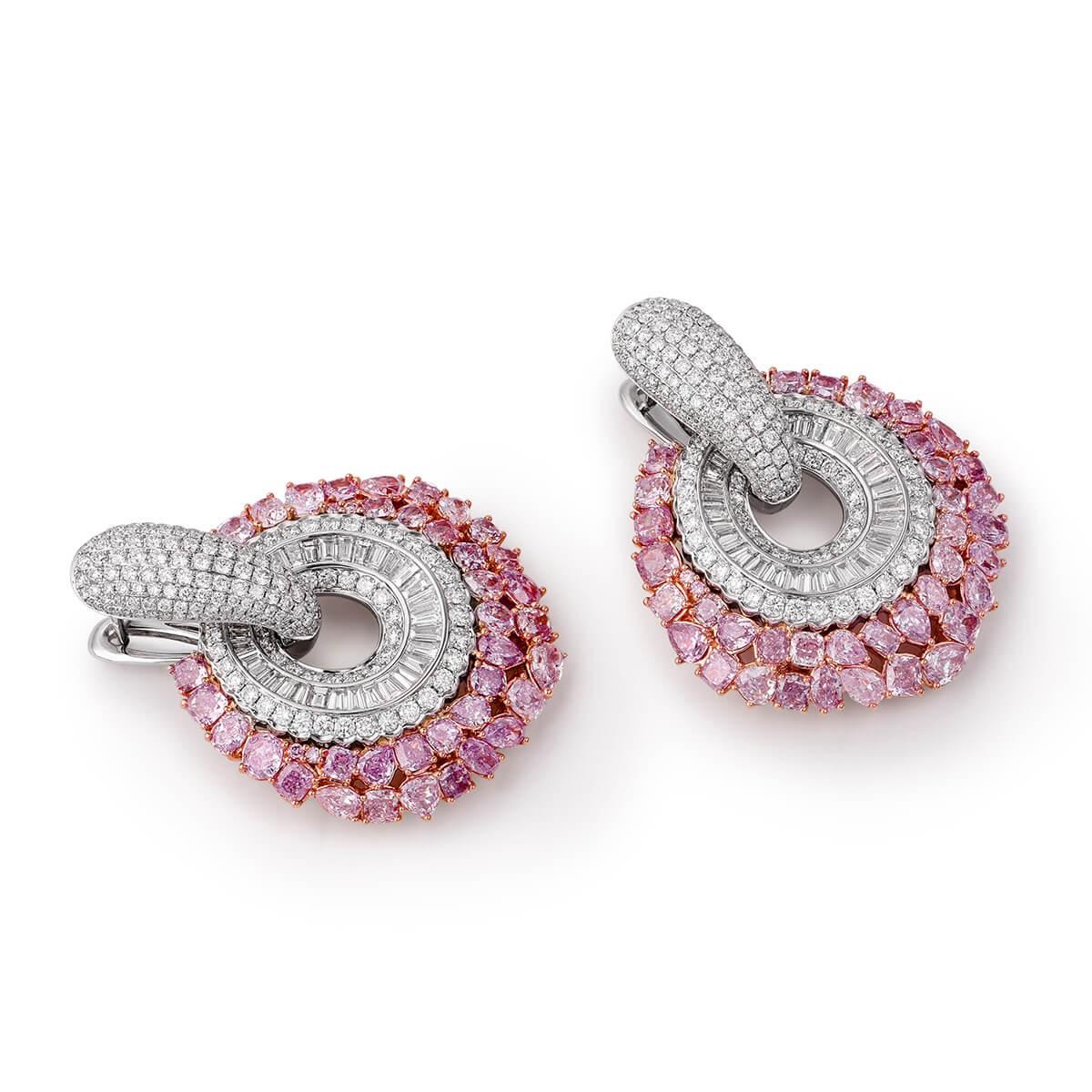 Modern Fancy Pink Diamond Earrings, 14.46 Carat