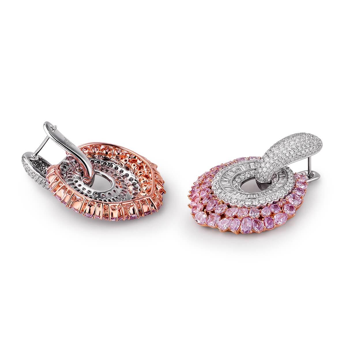 Fancy Pink Diamond Earrings, 14.46 Carat In Excellent Condition In Knightsbridge, GB