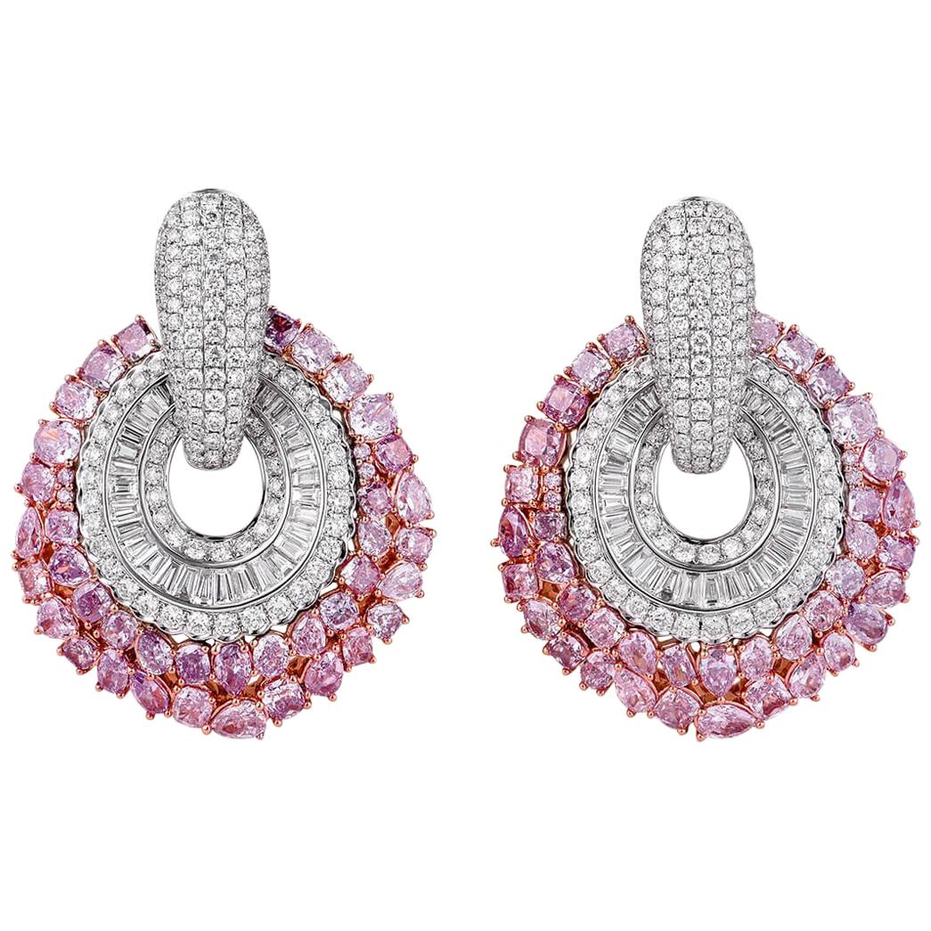 Fancy Pink Diamond Earrings, 14.46 Carat