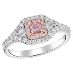 Fancy Pink Diamond Engagement Ring set with a 0.27 carat Center Cushion